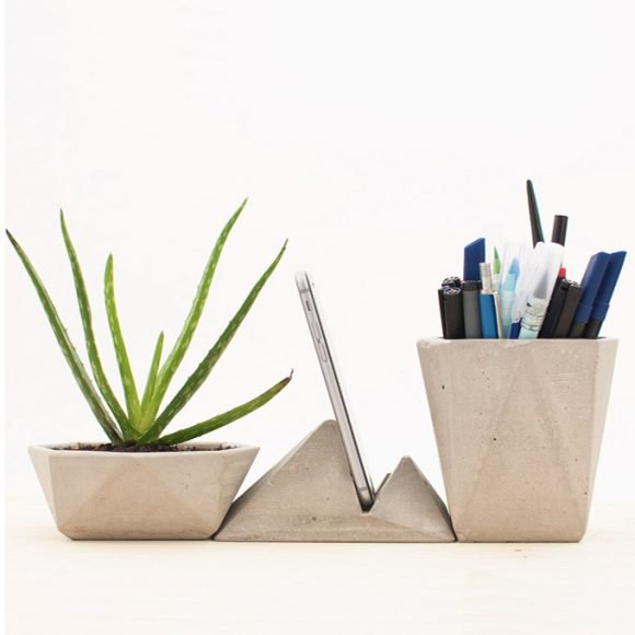 set organizador de escritorio de cemento oitenta coolmaison