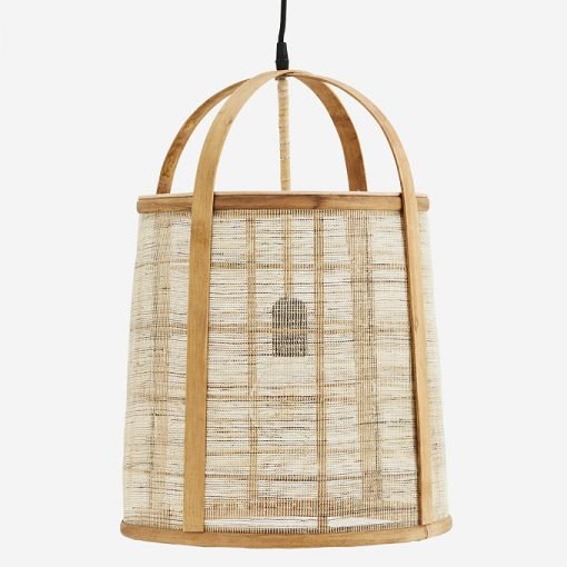 Lampara artesanal de bambú y lino natural.Lamparas artesanales