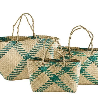 cesta de fibra natural verde cesta de fibra natural verde