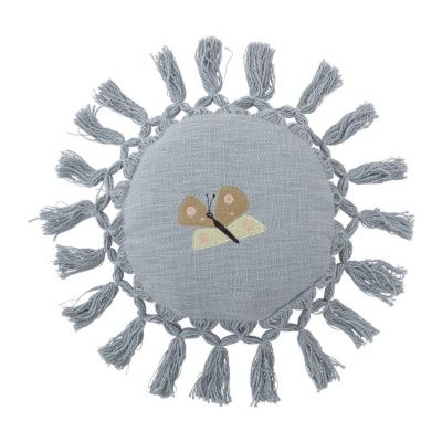 Cojín decorativo para cama redondo azul con mariposa Cojín decorativo para cama