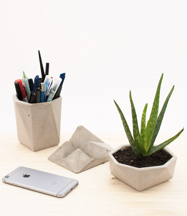 set organizador de escritorio de cemento oitenta coolmaison