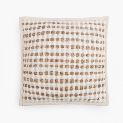 Cojín de yute blanco Cojín de yute blanco elborado artesanalmente . Artesania textil