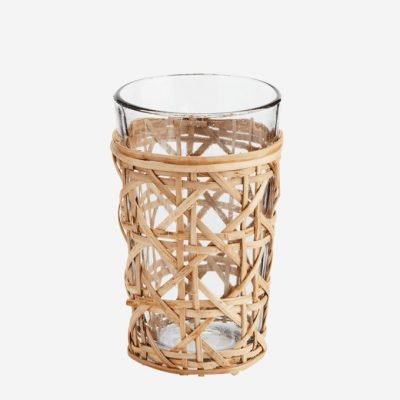Set de vasos de cristal y bambú Set de vasos de cristal y bambú